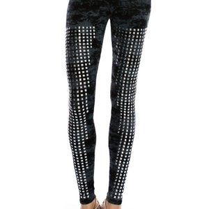 NEW VOCAL BLACK STUDDED rocker biker LEGGINGS PANTS PLUS & REG SIZES SM-4X